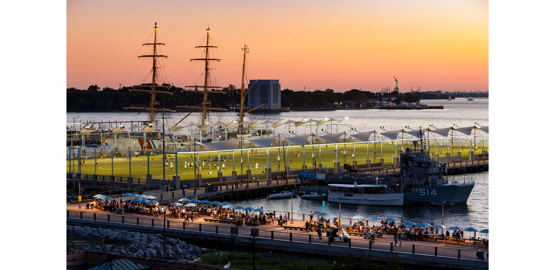 The five-acre, multipurpose playing fields are used until 11:00pm nearly 365 days a year. The adjacent Picnic Peninsula gives space-strapped Brooklyni…