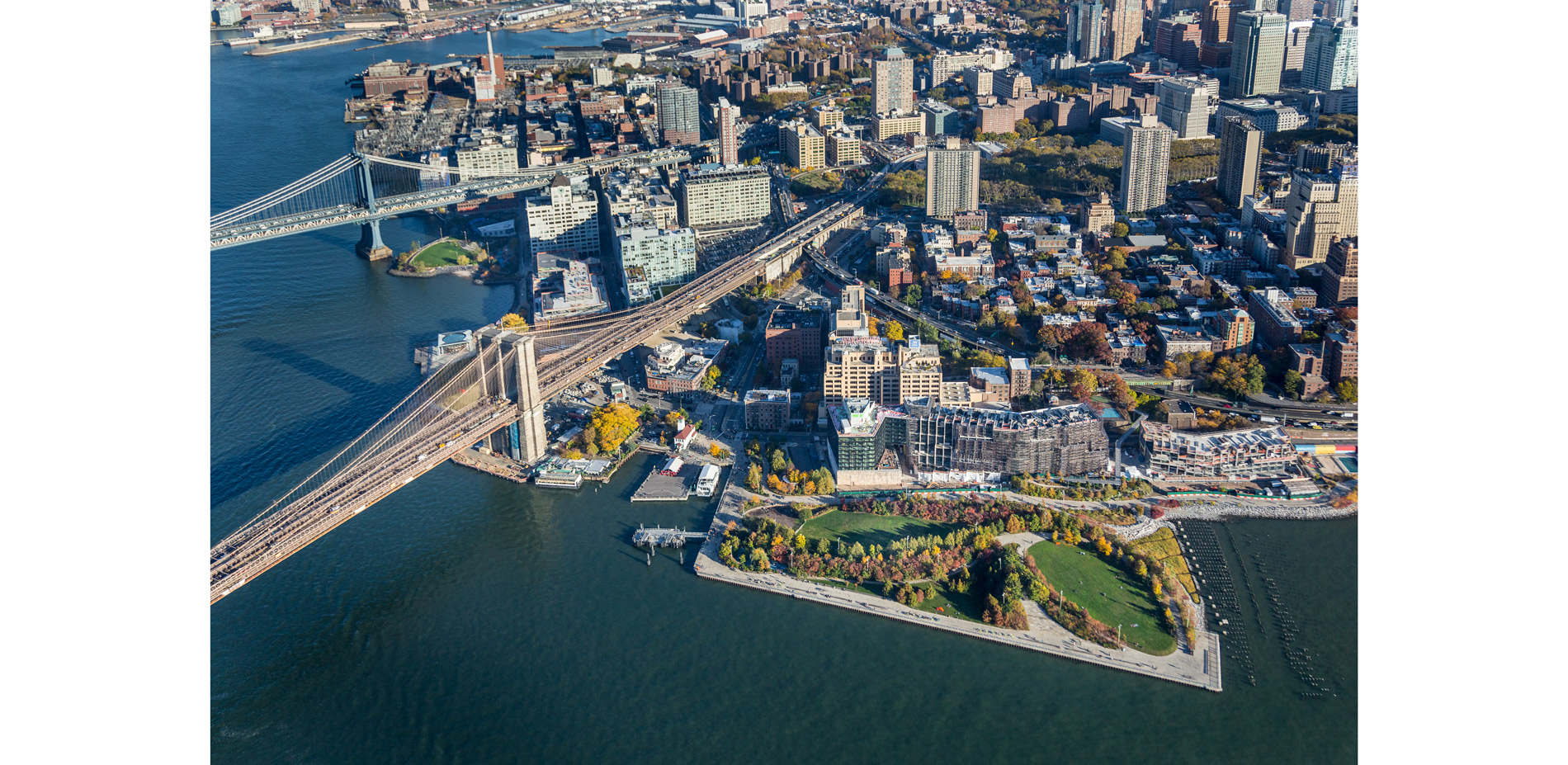 The only pier on solid ground supports dramatic new topography, rising 18 feet over fill salvaged from subway construction. Harbor View Lawn, Bridge V…