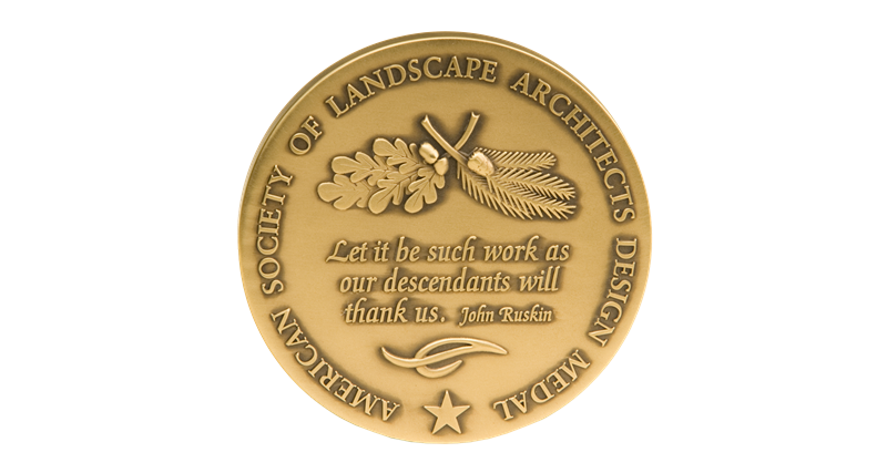 The front of the ASLA Design Medal