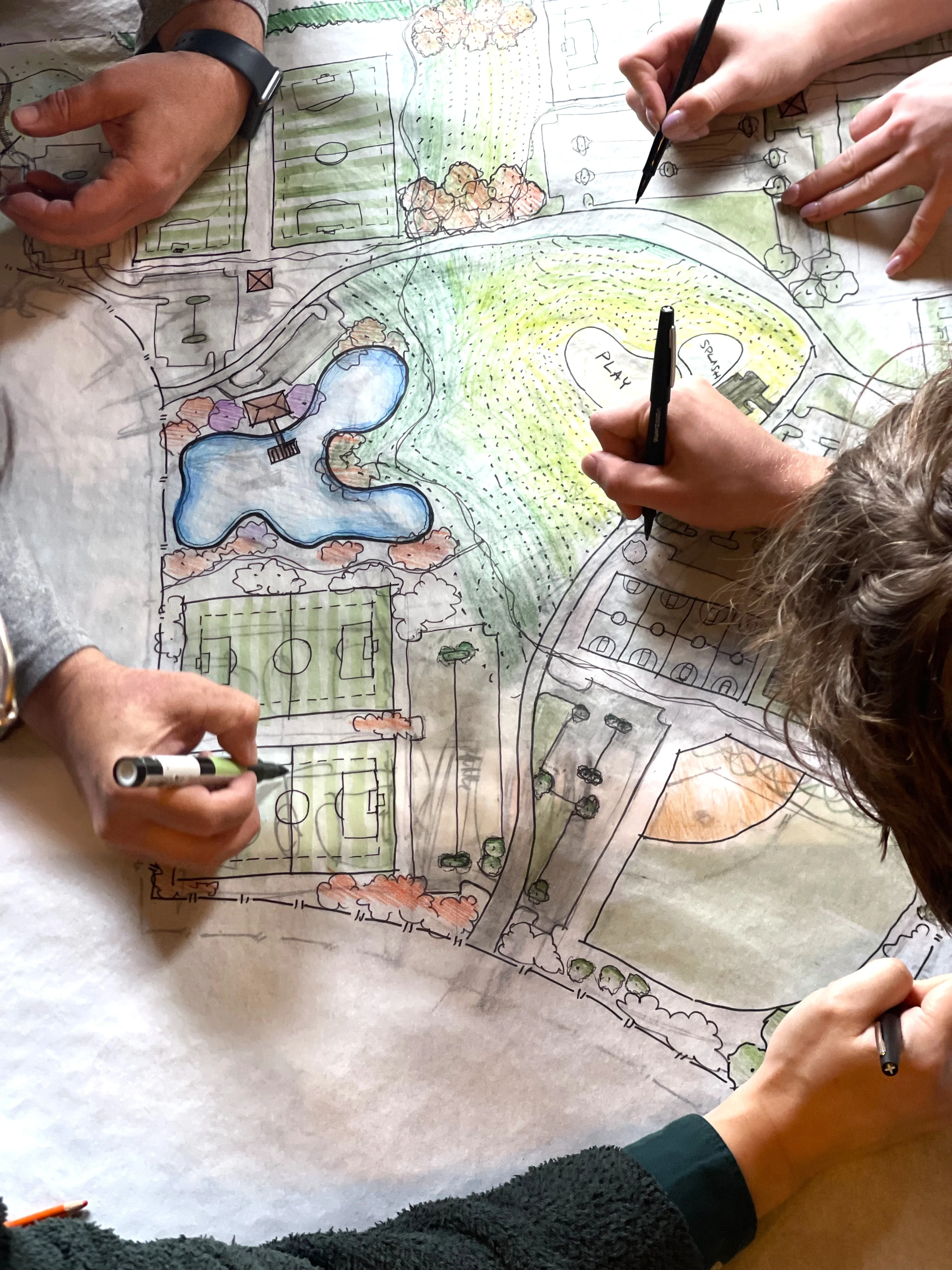 Landscape Architects working on a design