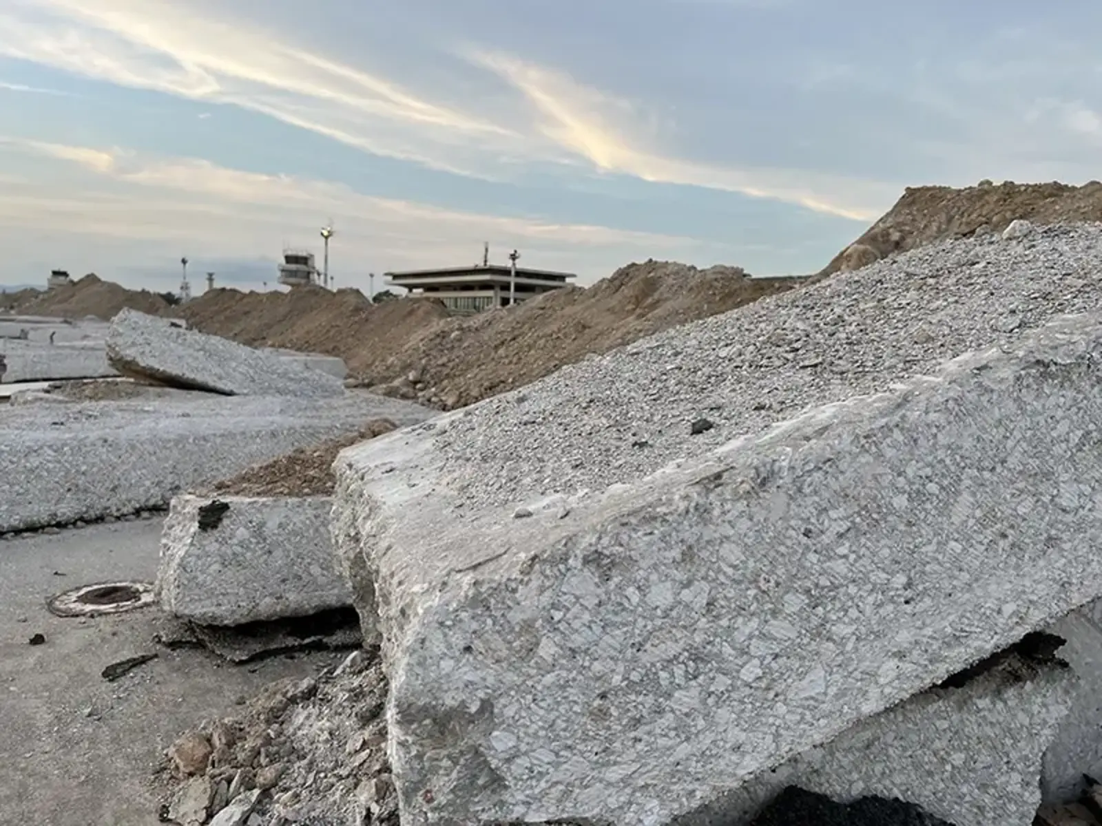 At Ellinikon Metropolitan Park, Sasaki is mining the existing site for reclaimed concrete material for upcycling as wall and furniture elements and downcycling for rip rap and road base. / © Sasaki A