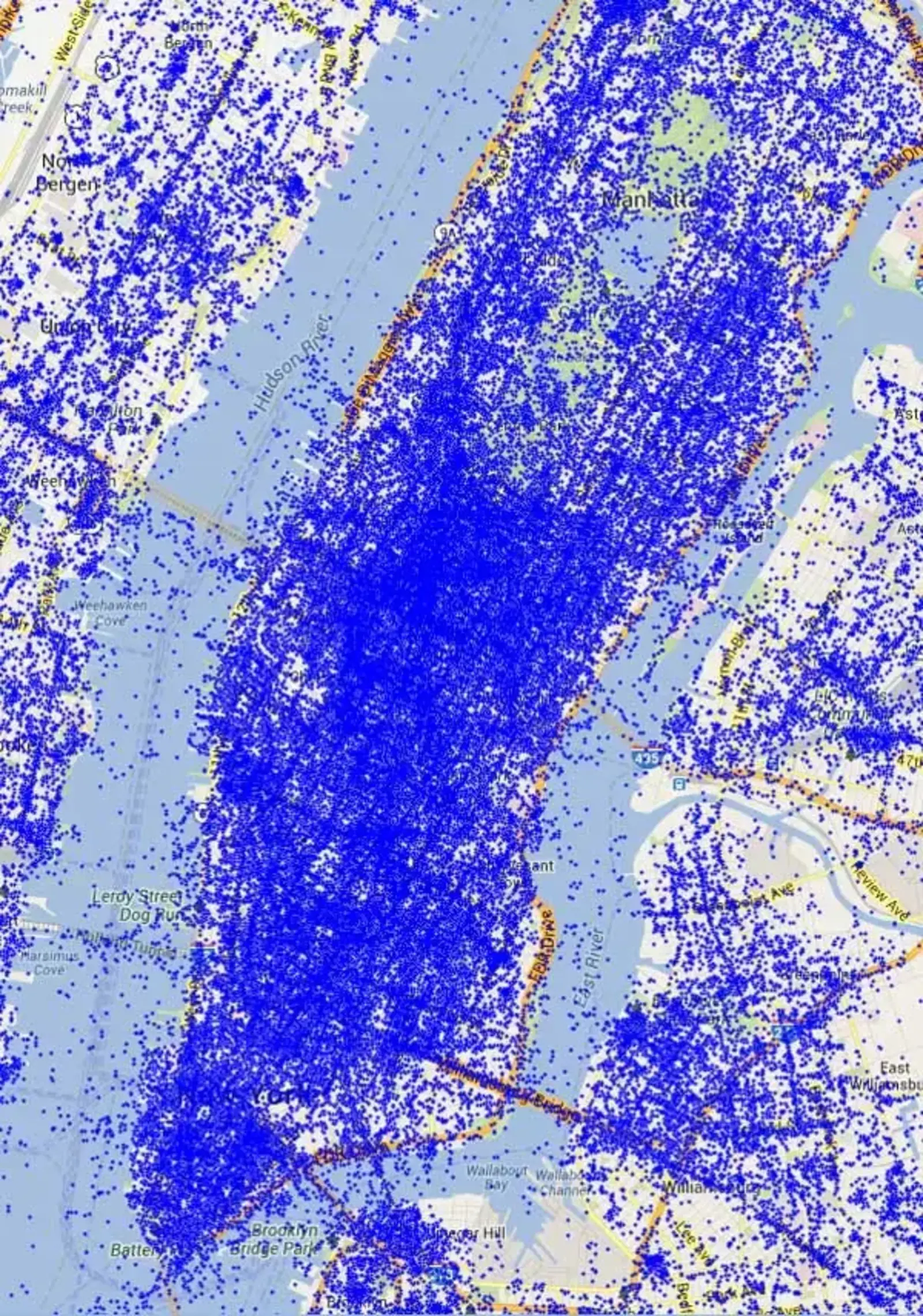 TweetMap of Manhattan / Image credit: WorldMap