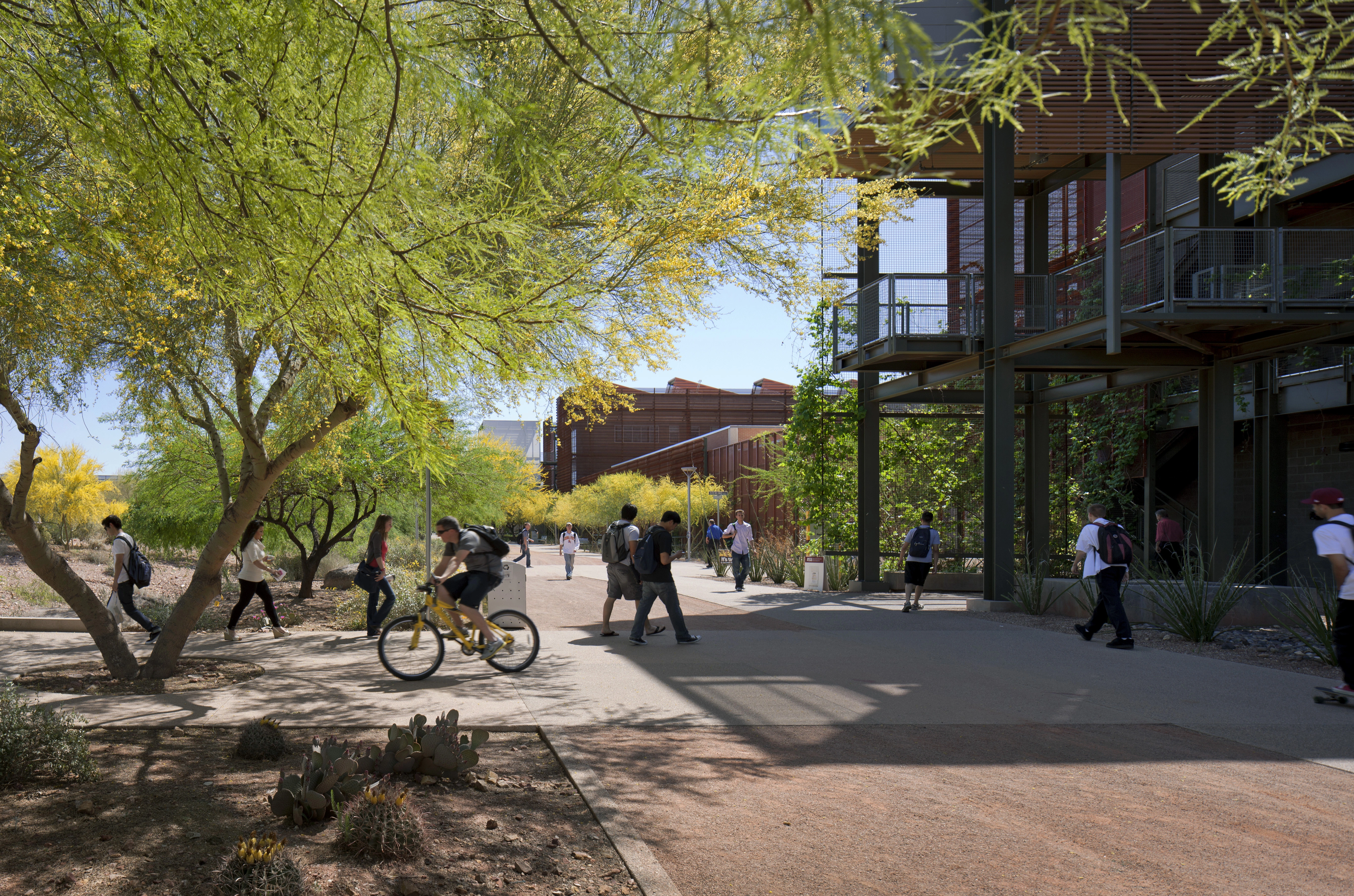 Image of student walking on Arizona State University Polytechnic Campus 
