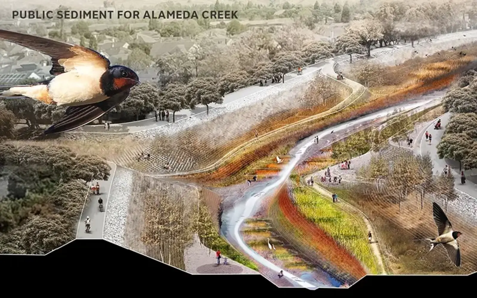 ASLA 2019 Professional Analysis and Planning Honor Award. Public Sediment for Alameda Creek, Alameda County, California / SCAPE and the Public Sediment team