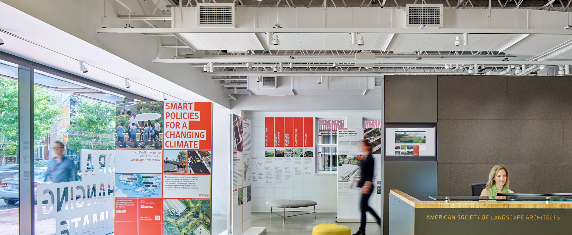 The ASLA Center for Landscape Architecture lobby with people