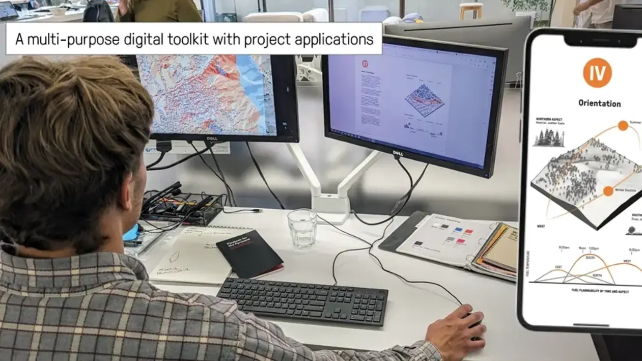 Landscape architect using a computer