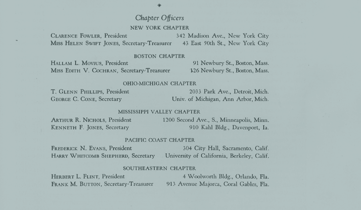 A list of ASLA Chapter Officers from 1934.