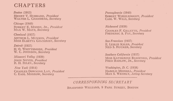 A list of ASLA Chapter Officers from 1940.
