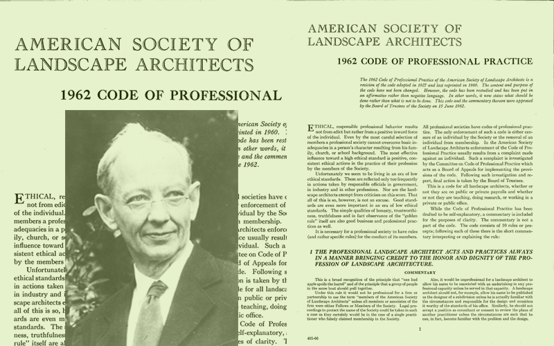 Frederick Law Olmsted, Jr. and the Code of Professional Ethics