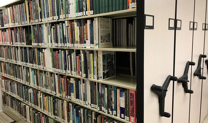 Movable shelving in the ASLA Professional Practice Library